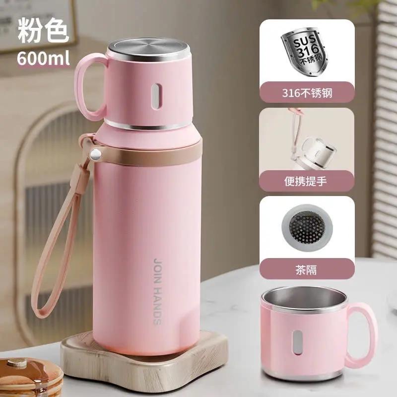 BÌNH GIỮ NHIỆT JOIN HANDS INOX 316 CAO CẤP 600ML – NẮP LÀM CỐC, CÓ LỌC TRÀ TIỆN LỢI