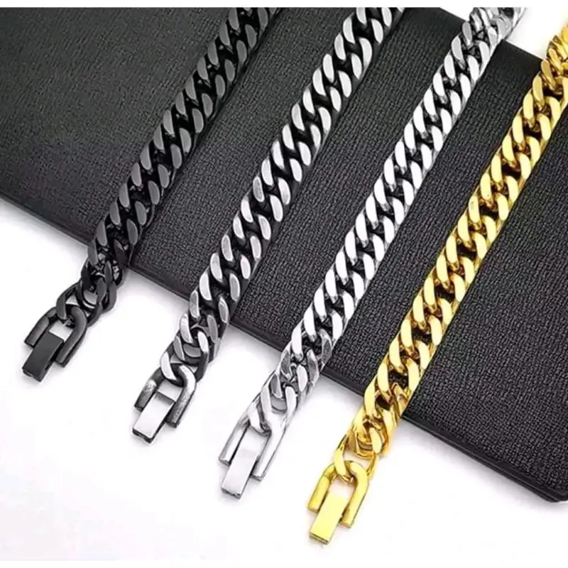 READY GELANG TITANIUM PRIA MODEL KLIP SILVER BLACK AND GOLD