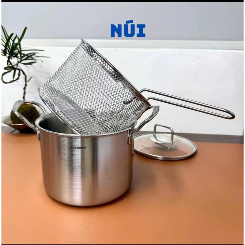 Nồi Thành Cao Kèm Giỏ Lọc Inox 18 10 Size 18 DT 3L Chockmen C445 Nồi nấu canh chiên ngập dầu ninh hầm tiện lợi