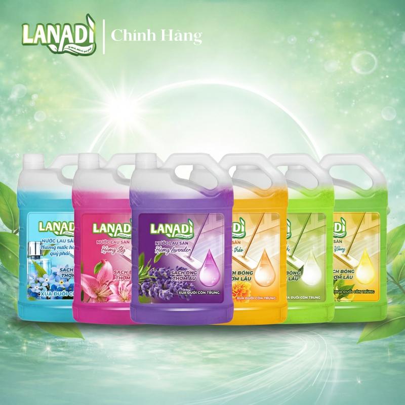 LANADI Thùng 4 Can 15,2Kg Nước Lau Sàn Xua Đuổi Côn Trùng Sạch Bóng Thơm Lâu 6 Mùi Hương Khác Nhau An Toàn Cho Mọi Loại Sàn