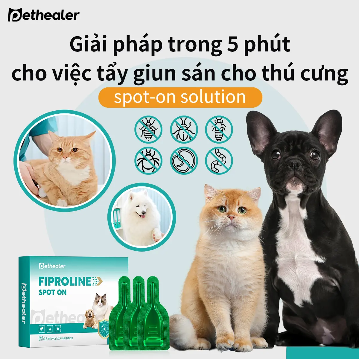 Thuốc Nhỏ Gáy Pethealer – Diệt Ve, Rận, Bọ Chét Cho Chó Mèo