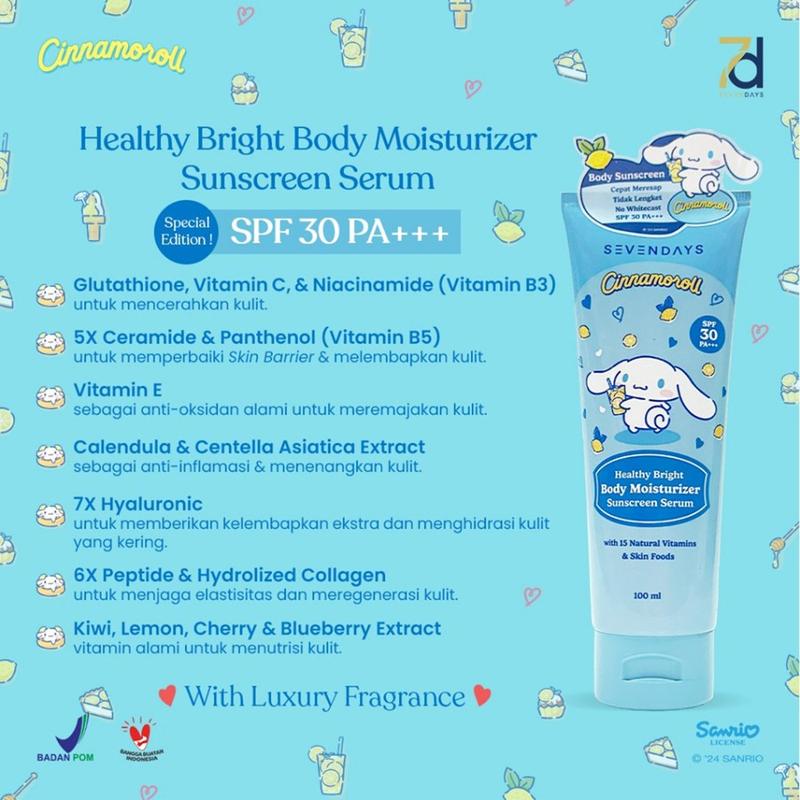 Product Introduction of Sevendays Healthy Bright Body Moisturizer Sunscreen Serum SPF 30 PA+++ 100ml/Body Lotion 0