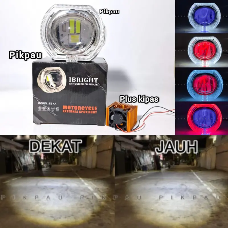 IBRIGHT Lampu Utama Projie Biled Cut Off ZE 4A Biled 4,5inc Lensa Besar Dengan Shroud Dan Devil Eye Premium 0