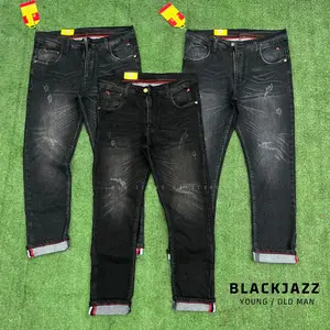 236JO - Celana Jeans Pria Slim Fit Jeans Distro Black Jazz Denim Jumbo Panjang