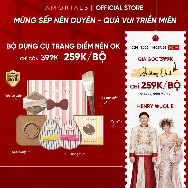 [OFFICIAL] Bộ Bông Mút & Cọ Tán Nền Amortals OK 6 Món – Trọn Bộ Trang Điểm Dễ Dùng Cho Người Mới, Nền Mịn Lì & Căng Bóng Tự Nhiên