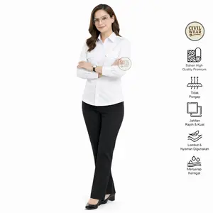 Civil Wear Kemeja Pdh Putih Wanita Bahan High Quality Premium Tidak Pengap Jahitan Rapi Kuat Lembut Nyaman Digunakan