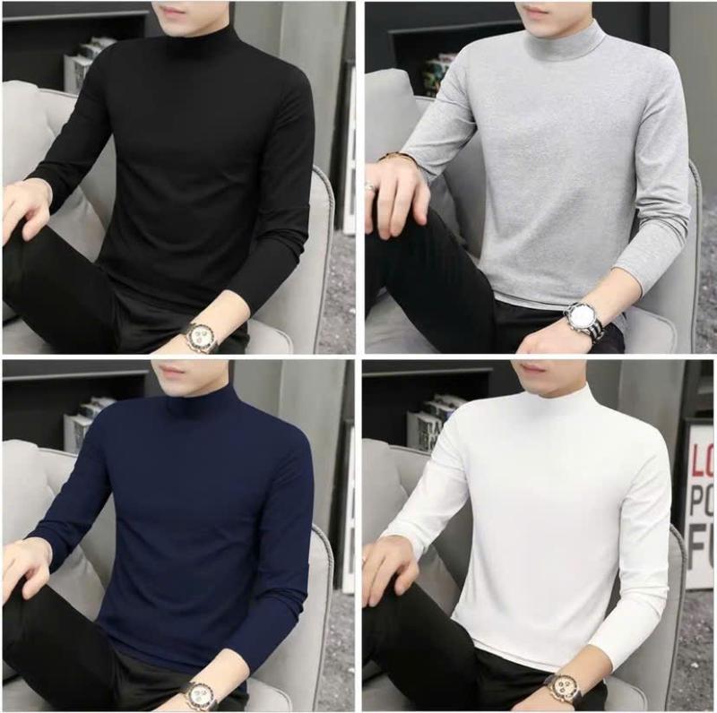Combo Áo Giữ Nhiệt Nam Cổ Cao 4cm Chất Liệu Bông Cao Cấp Thun Menswear Áo Len Áo Giữ Nhiệt Sang Trọng Lịch Lãm Cho Mùa Đông Phong Cách Nam Tính