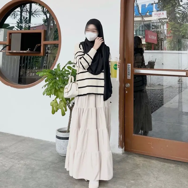 [•Elhusna•] Lani Skirt/ Rok Canda / Rok Susun / Rok Rempel / Maxi Skirt / Rok Susun Ruffle Muslim Panjang Wanita 3