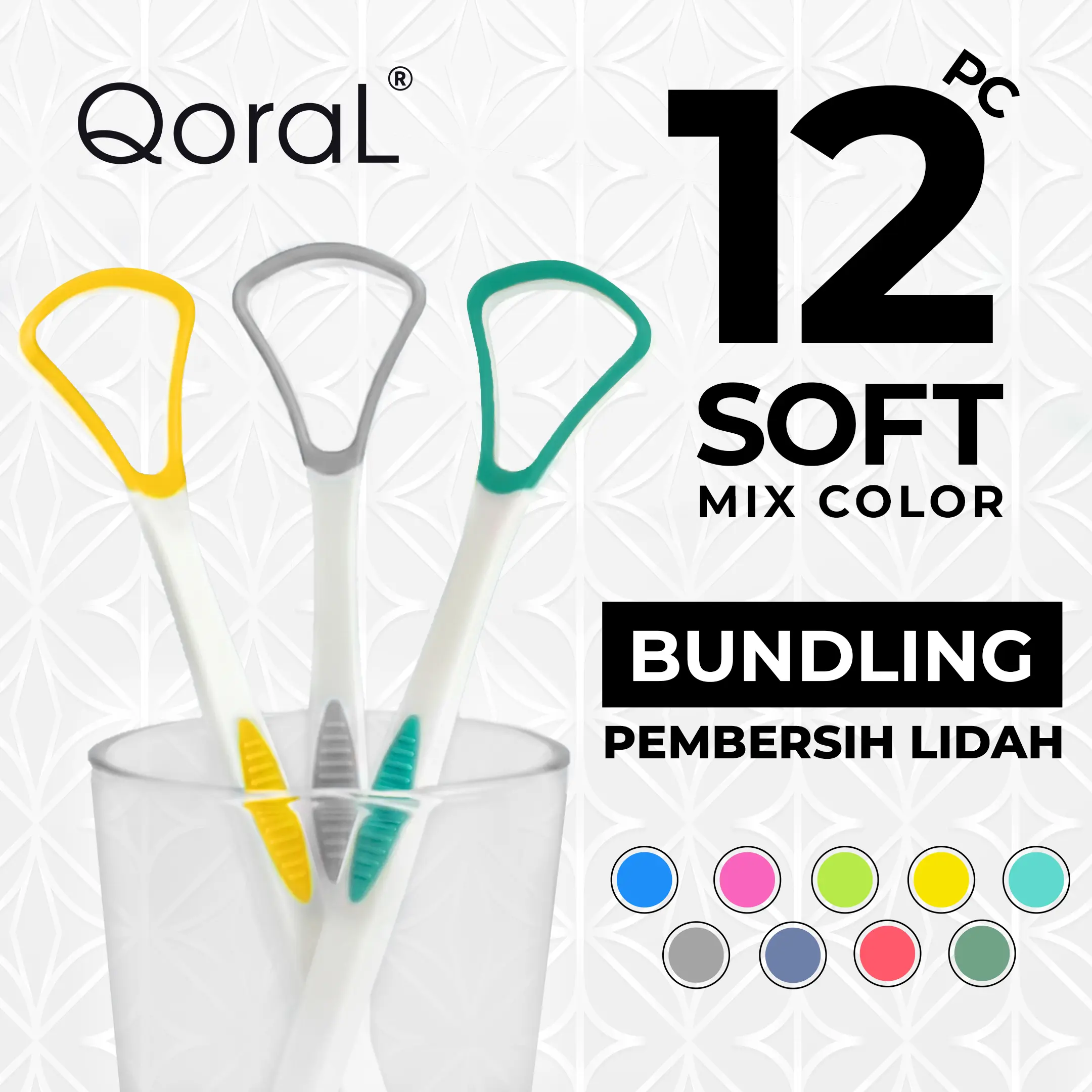 12 pc QoraL SOFT pembersih lidah (MIX Color)