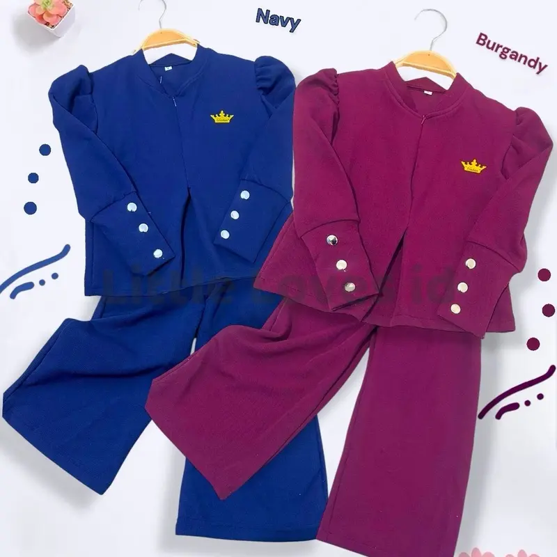 Setelan kulot lebaran anak perempuan model lengan inara bahan knit japan linen usia 1 sampai 2 tahun banyak pilihan warna 3