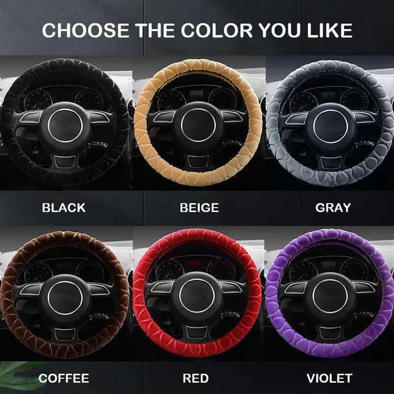 Product Introduction of 7 Colors Short Plush Car Steering Wheel Cover Universal Winter Warm Elastic Band Grip Protective Cover 29