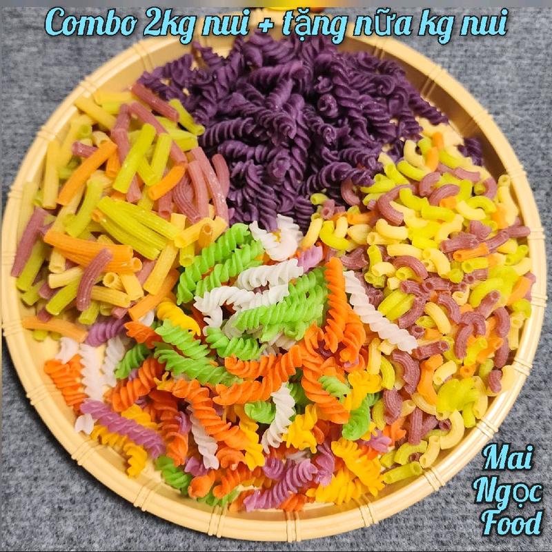 COMBO 2KG NUI RAU CỦ SA ĐEC 500gr nui ống ngắn + 500gr nui ống dài 500gr nui xoắn + 500gr nui xoắn khoai lang Tặng 500gr nui xoắn rau mềm dai k bở Mai Ngọc Food