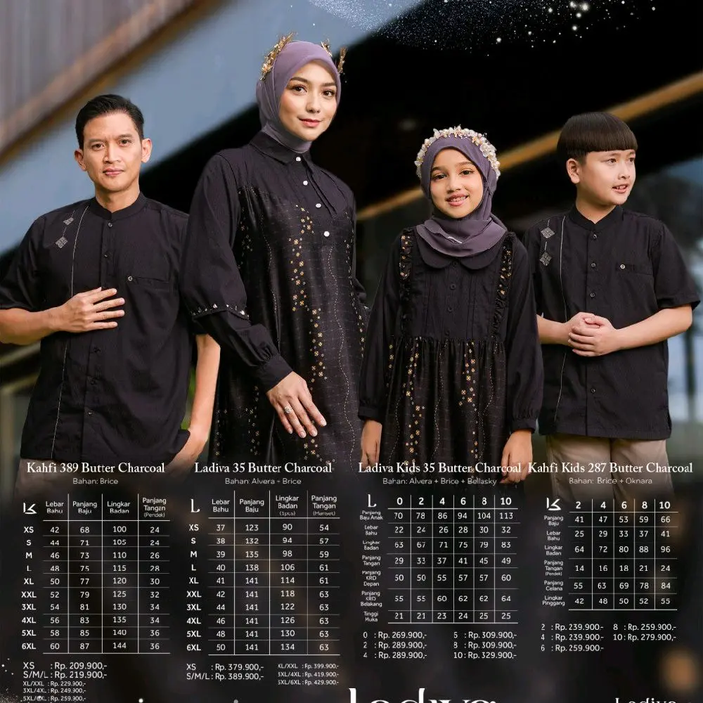 ETHICA - Sarimbit Ladiva Series 2026 Butter Charcoal gamis keluarga koko dewasa dress ibu gamis couple keluarga ETHICA - Sarimbit Ladiva Series 2026 Butter Charcoal gamis keluarga koko dewasa dress ibu gamis couple keluarga