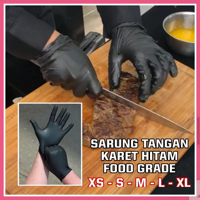 Sarung Tangan Karet Hitam Food Grade Tebal Nyaman Aman Dipakai Bisa Buat Makanan