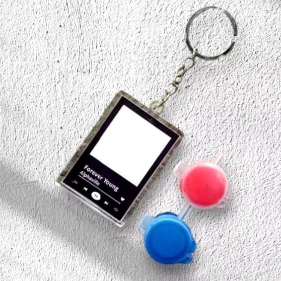 GANCI SPOTIFY SIDIK JARI FREE CAT SIDIK JARI Keychain Akrilik Kunci Love Biru 2