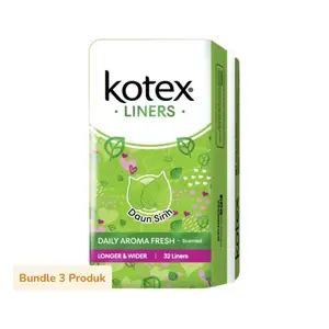 Bundle 3 Kotex Liners Daun Sirih Longer & Wider 17.5cm 32pcs 1 Pack