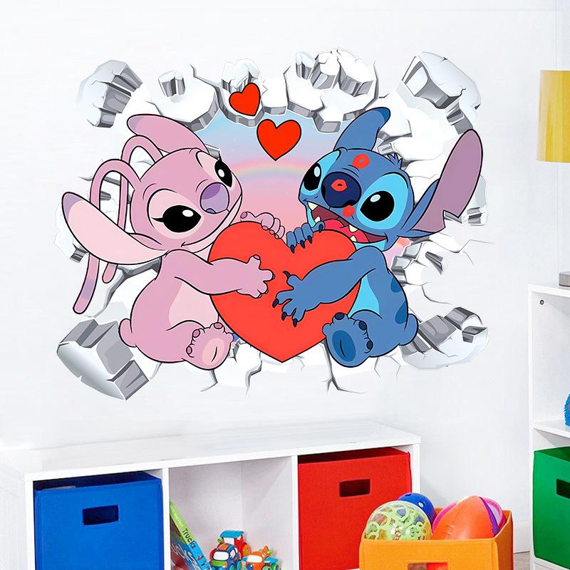 Giấy Dán Tường Trang Trí, Thiết Kế Hoạt Hình Stitch 3D, Tự Dính, Thích Hợp Cho Mẫu Giáo, Phòng Trẻ Em Và Phòng Ngủ, Miếng Dán Tường, Miếng Dán Tường 0