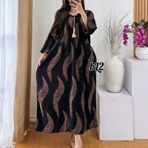Dress Chibi 3/4//bahan rayon tebal supernyaman//busui resleting วินเทจ zig zag daster renda ld Cantik rumah bawah perempuan gaun rumahan