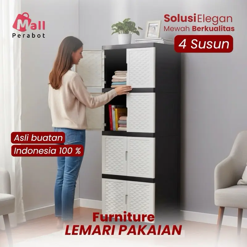 Mall Perabot | Lemari Plastik Murah 2 3 4 Susun Diamond Putih Biru Hijau Lemari Penyimpanan Serbaguna Kabinet Baju
