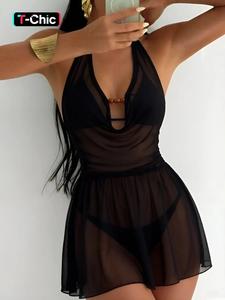 Vestido de playa para bikini de mujer, diseño sexy halter con espalda descubierta, ropa de playa cómoda y a la moda, vacaciones de verano