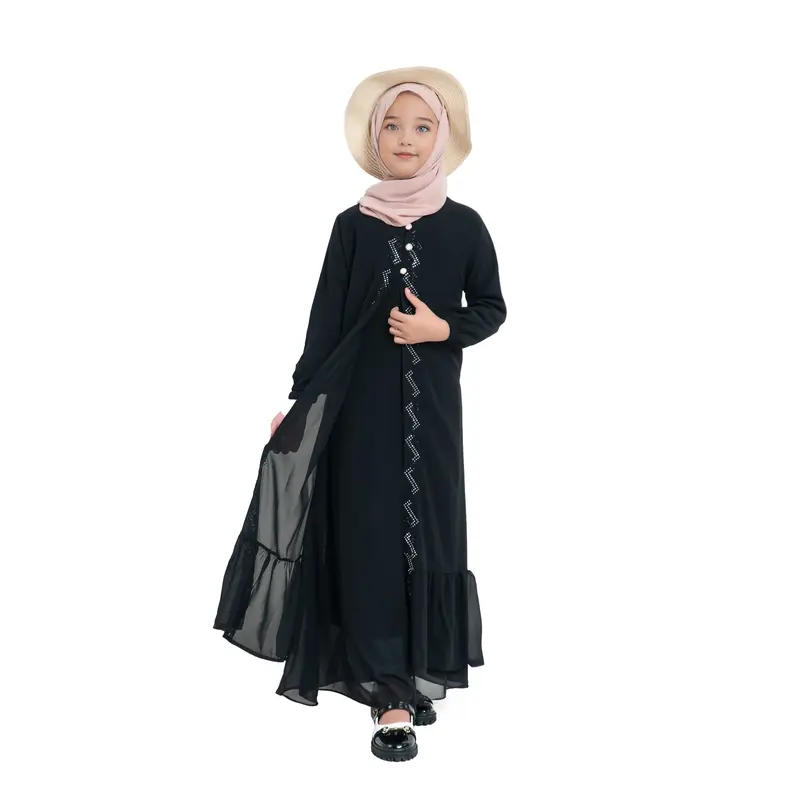 Gamis Sumayya Anak Perempuan Cantik Bahan Ceruty Baby Doll Tangan Panjang 3