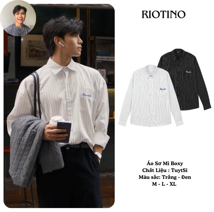 [[Riotino x Thành Đơn Giản] Áo Sơ Mi Boxy Tay Dài Thêu  Chất Liệu TuytSi Cao Cấp Mềm Mịn, Thoáng Mát Phong Cách Hàn Quốc SM07