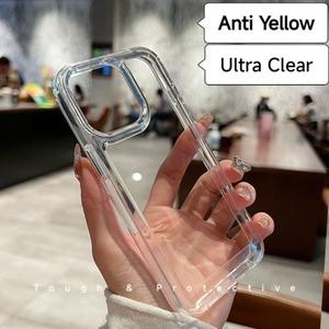 Armor Anti Yellow Space Casing For iPhone 17 16 15 14 13 12 11Pro max plus X XR XSMAX Clear Transparent Case
