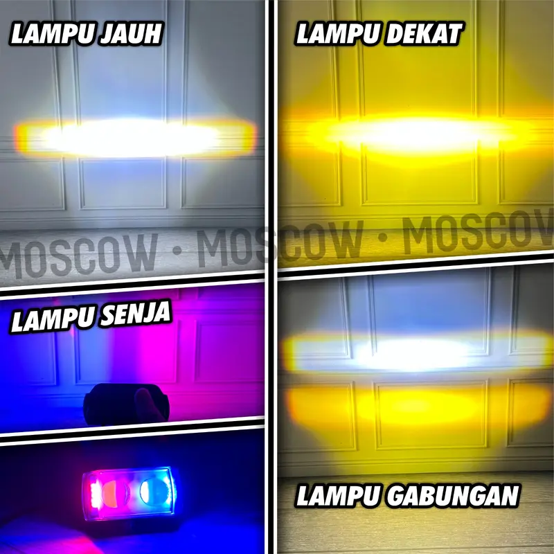 LAMPU TEMBAK SQL 2 MATA LAMPU SOROT LED CWL CREE 2 MATA LENSA PLUS SENJA ANGEL EYE BIRU MERAH STROBO LAMPU DEPAN 4 MODE JAUH DEKAT FLASH GABUNGAN SUPER TERANG ORIGINAL MOSCOW MODEL KOTAK LASER GUN SQL WATERPROOF BODY BESI PREMIUM 2