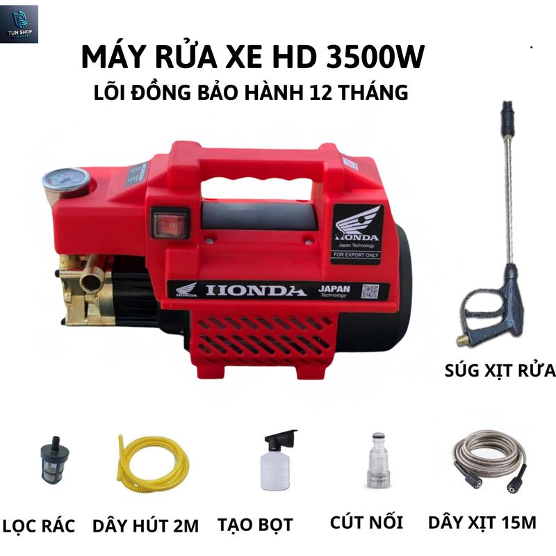 Máy rửa xe cao áp hd 3500w loại không chỉnh áp, lõi đồng bảo hành 12 tháng