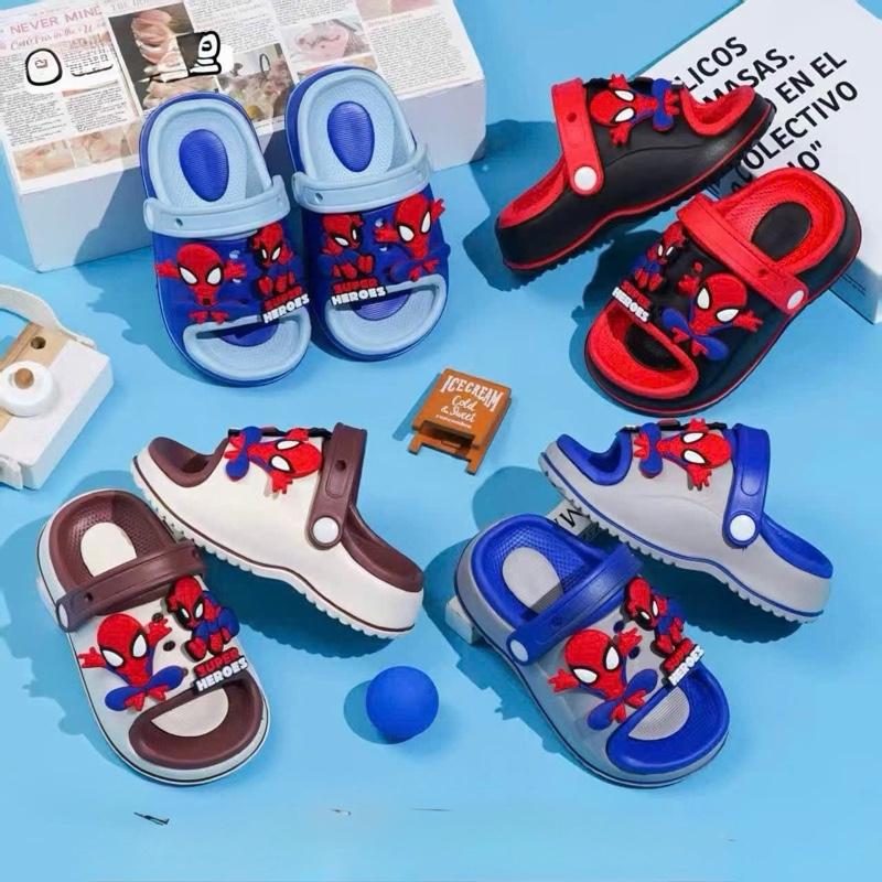 Giày Dép Trẻ Em Siêu Nhân Đế 2 Lớp Thoáng Khí Dành Cho Bé Trai Có Quai Sau Dép Bánh Mì 2 Lớp Siêu Êm