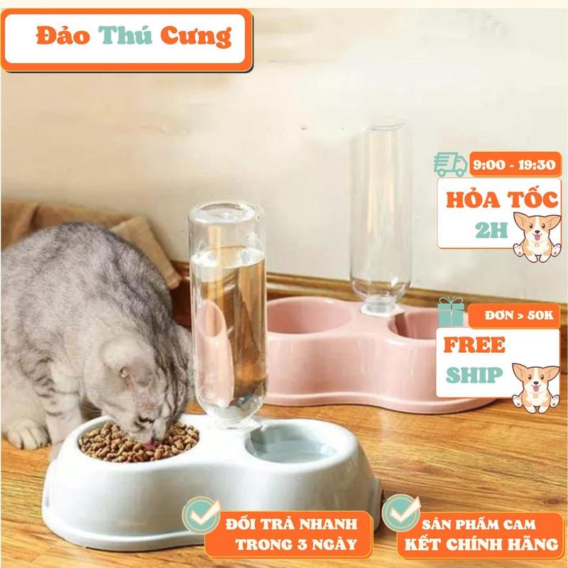Bát nhựa đôi - Ăn, Uống tự động cấp nước cho chó mèo, thú cưng 0