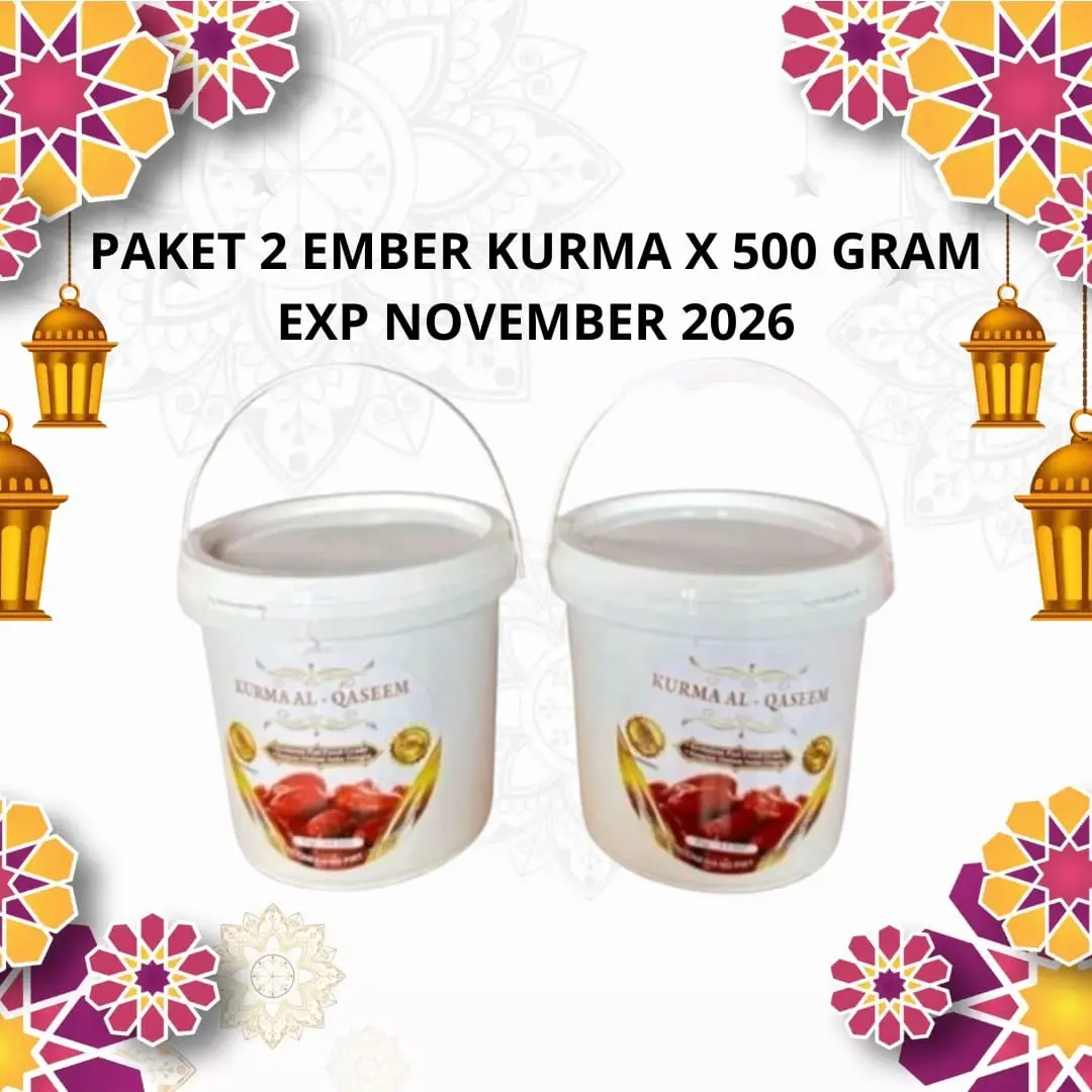Kurma Madu Khalas Al Qaseem Paket 2 Ember ( 2 X 500 Gram ) Organik Asli Kurma Kering Segar Kurma Muzdalifah Makanan Ringan Sehat kurma asli dari arab Snack dried fruit Kuning