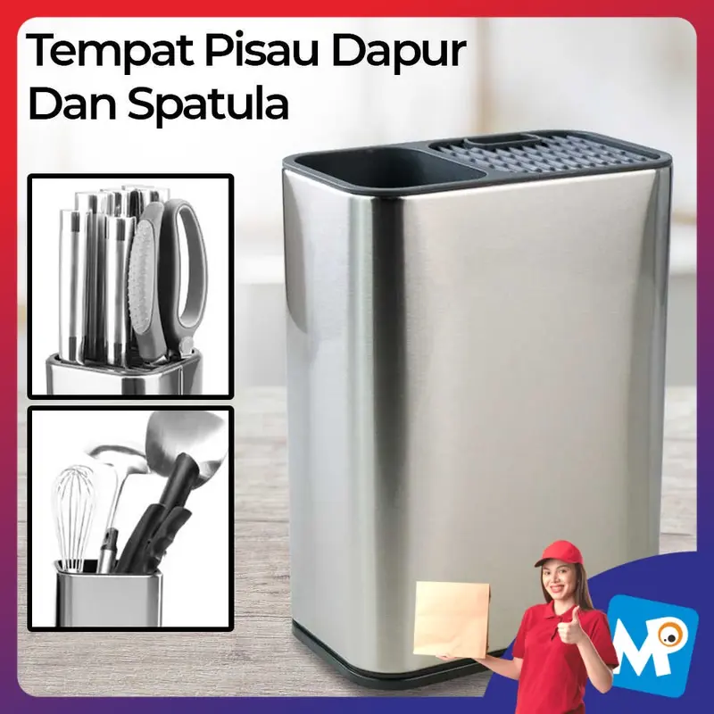 ANHO Tempat Pisau Dapur Spatula Stand Holder Stainless Steel - SUS435 0