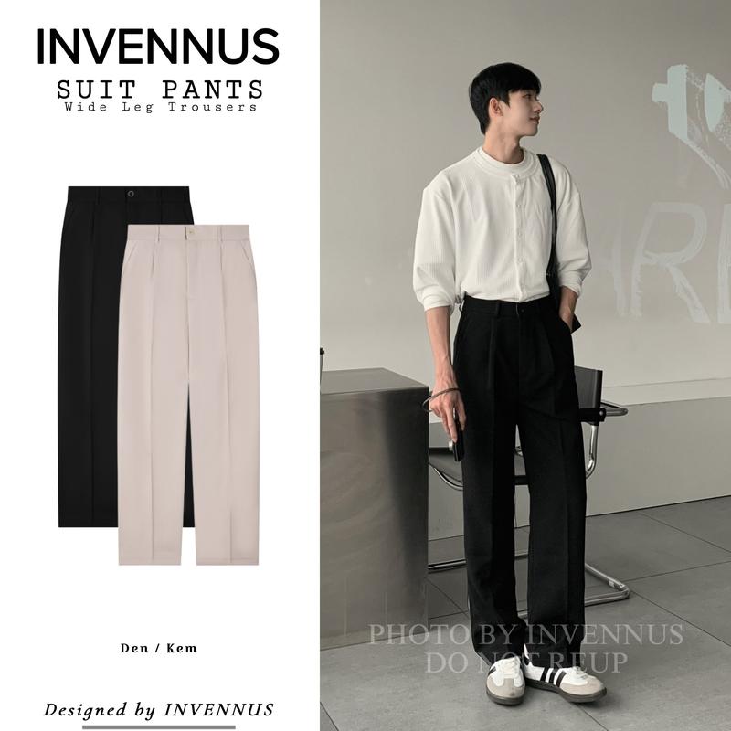 302 - Quần âu nam ống rộng INVENNUS, quần tây nam phong cách Hàn Quốc form dáng suông rộng menswear pants