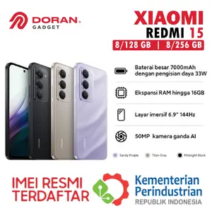 Xiaomi Redmi 15 8/128GB & 8/256GB Baterai 7000mAh Layar 6.9" 144Hz Kamera 50MP Garansi Resmi
