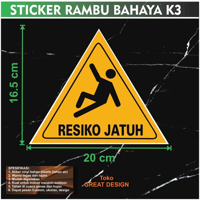 Jual Stiker Vinyl Rambu Resiko Terjatuh / Bahaya K3 Terjatuh / Rambu ...
