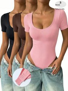 Body ajustado de control de abdomen con ribete para mujer, manga larga y cuello redondo, sin costuras, cómodo y de tela elástica suave, ideal para uso diario casual, ropa interior sexy, faja modeladora para otoño e invierno
