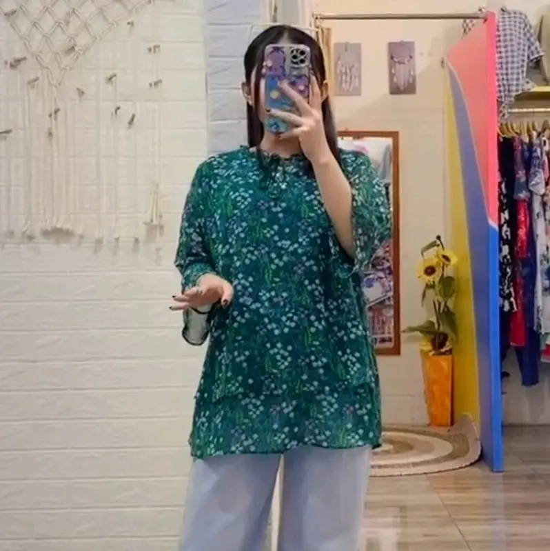 Blouse Wanita Flawsome Shop Model Terbaru - Cocok untuk Berat Badan 45-60 kg - Nyaman, Basic, Kaos, Top, Panjang, Crinkle, Atasan, Baju - Oversize elze blouse shakila 4