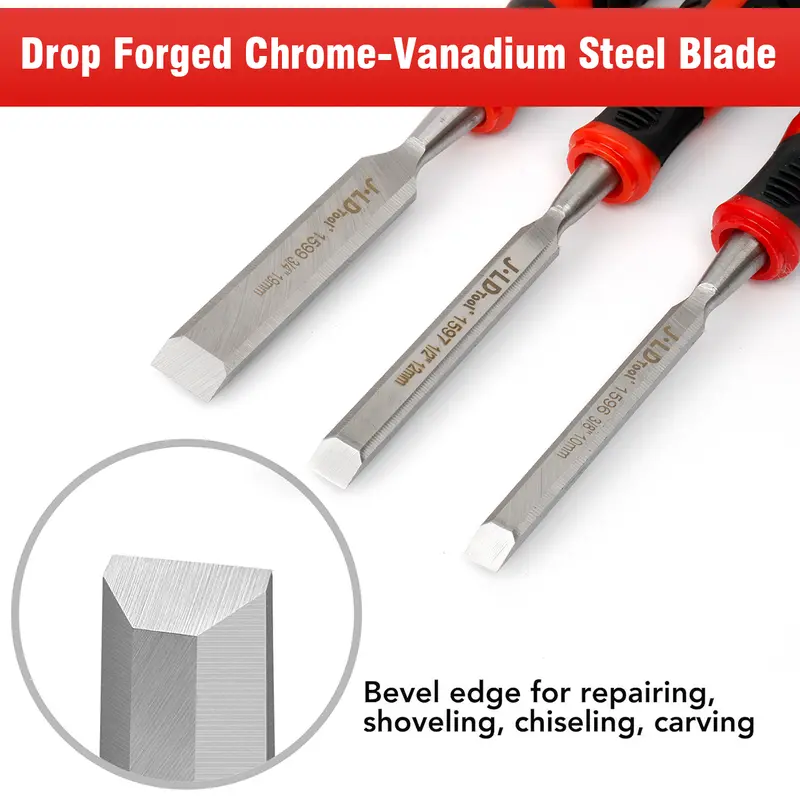JLD Pahat Kayu Alat Ukir Kayu 6-38MM Wood Chisel Tatah Aneka Ukuran Tools Wood Working 4