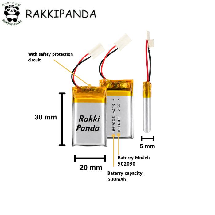 Gambar RakkiPanda Baterai Pouch Universal Li-Po 3.7V 300mAh Tanpa Soket - 50*20*35 300mAh dari Rakki Panda Indonesia Kota Administrasi Jakarta Pusat 5 Tokopedia
