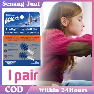 Sepasang Macks Peredam Suara Earplug Aviasi / Earplugs Silicone Melindungi Telinga Dari Tekanan Udara