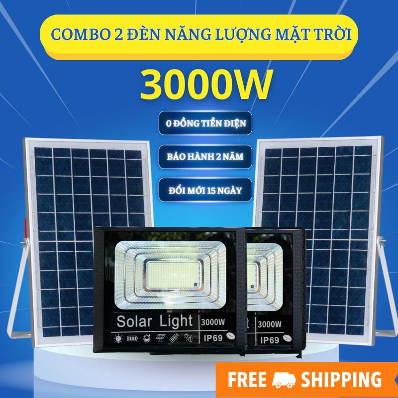 Độc Quyền Live COMBO 2 ĐÈN NĂNG LƯỢNG MẶT TRỜI 3000W - VỎ NHỰA -Chống nước IP69 sáng 6-8 tiếng Không sử dụng điện an toàn tiết kiệm. cảm biến tự động bật tắt den nang luong 3000w