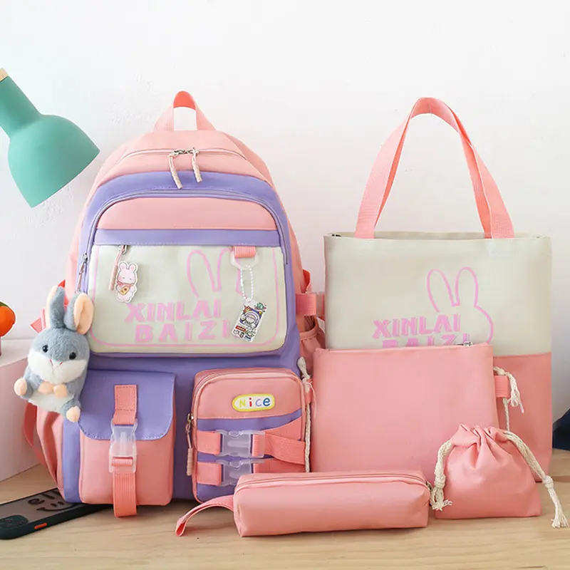 Set balo 4 món đi học đi chơi balo học sinh nữ nhiều ngăn 6