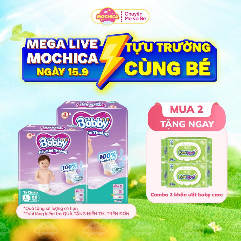 [ĐỘC QUYỀN MUA 2 TẶNG 2 KHĂN ƯỚT] Tã bỉm Quần Bobby Ultra+ Tinh chất gạo non, Khô Thoáng Size M96/L88/XL76/XXL70