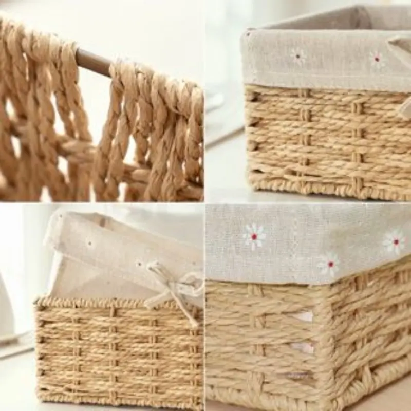 keranjang rotan Penyimpanan Box/ Keranjang Penyimpanan Keranjang Makanan Ringan Kotak /Penyimpanan Kosmetik Kotak /keranjang kotak rotan/Keranjang Rotan Persegi Panjang tenunan tangan 4