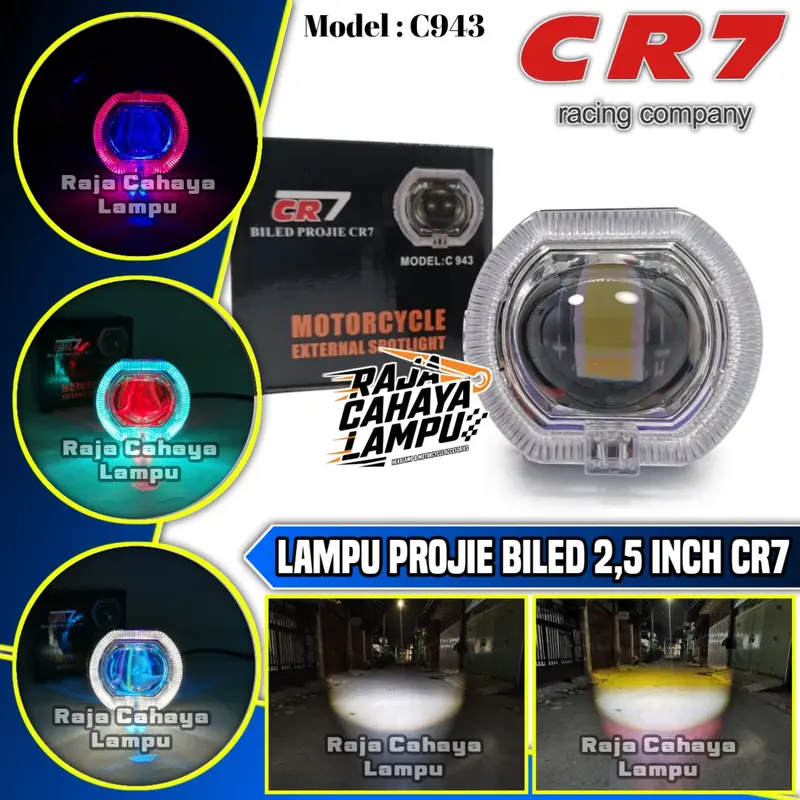 Projie Biled Ala Ala Mini 2,5 Inch CR7 Lampu Projie Biled Cut Off Ring Plus Shourd Universal Motor Mobil 1