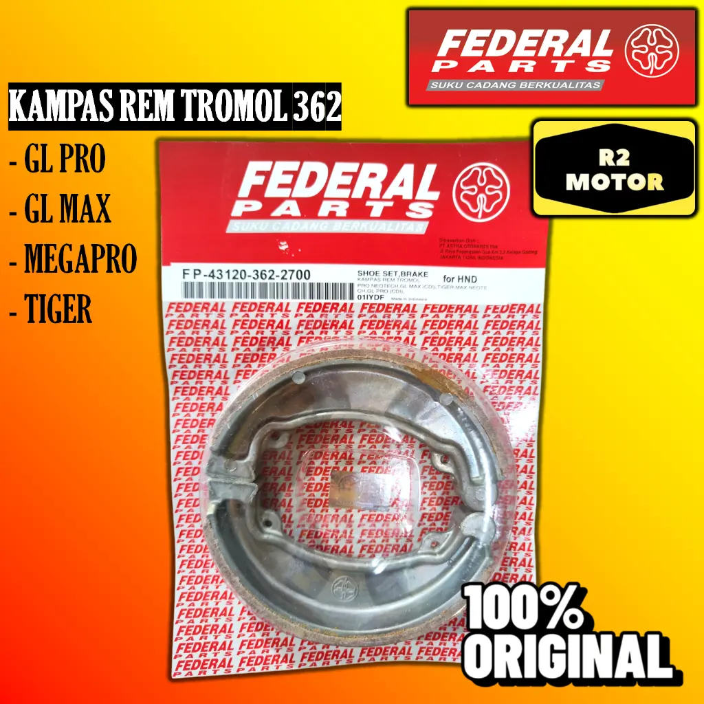 FP KAMPAS REM TROMOL BELAKANG PLUS PER 362 GL PRO MAX NEOTECH MEGAPRO HIU TIGER LAMA FEDERAL ASTRA ORIGINAL MURAH