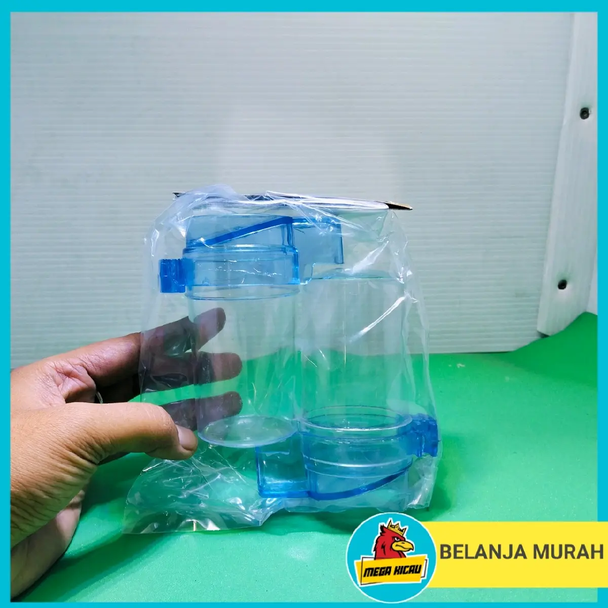 tabung elit song dispenser elit song tempat pakan atau minum burung set biru
