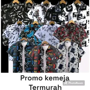 kemeja paket 2.pcs kemeja motif lengan pendek/ kemeja motif premium Katun Cowok Surfing Hem Pria Keren Nyaman Casual