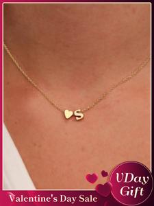Collar con dije en forma de corazón sencillo de 26 letras, Cadena para el cuello de verano para mujer, Collar de amor sencillo, Regalos para madres, Accesorios para fiestas diarias, Regalos perfectos para aniversarios y días festivos